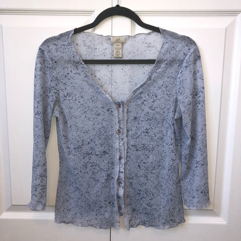 J.Jill Floral Blouse Button Down Cardigan